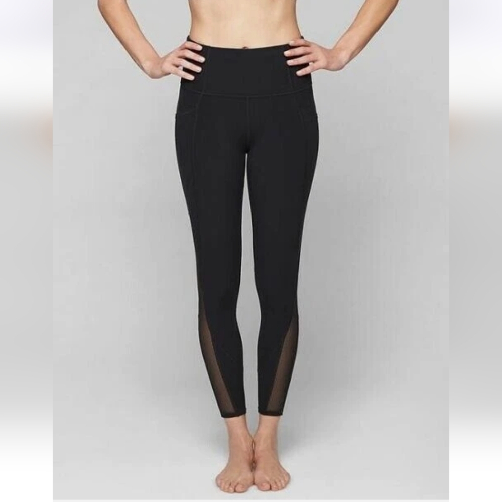 Athleta Ultra High Rise Intuition 7/8 Tight Leggings Black Medium Mesh Cutouts